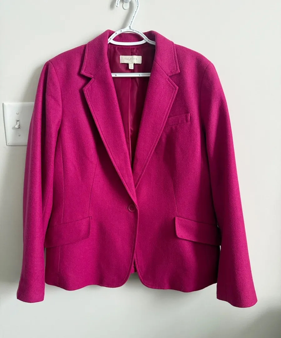 Hot Pink Single-Button Wool-Blend Blazer