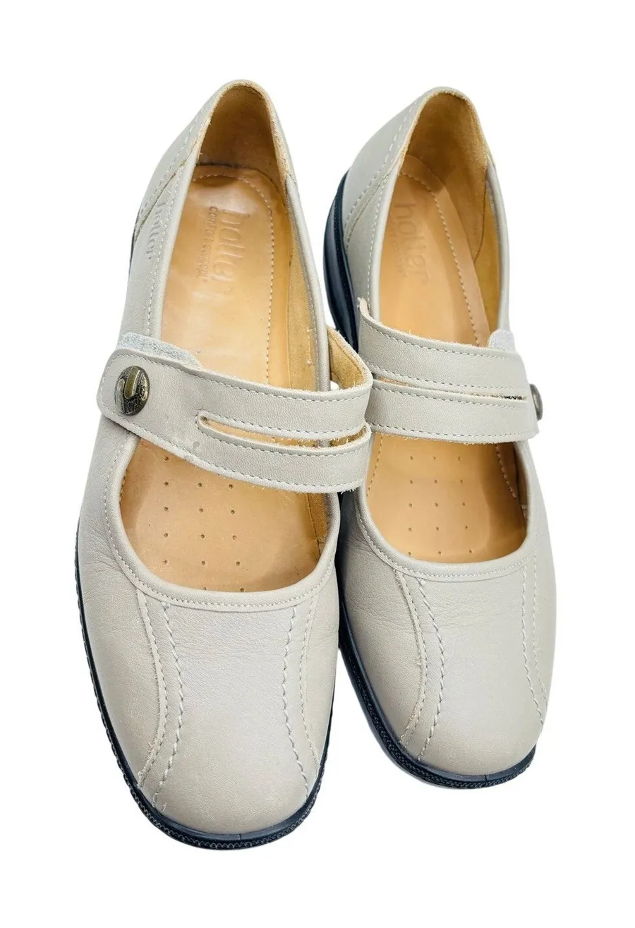 Hotter Karen Comfort Concepts Mary Jane’s Wedge clay leather flats shoes sz 9 Gray