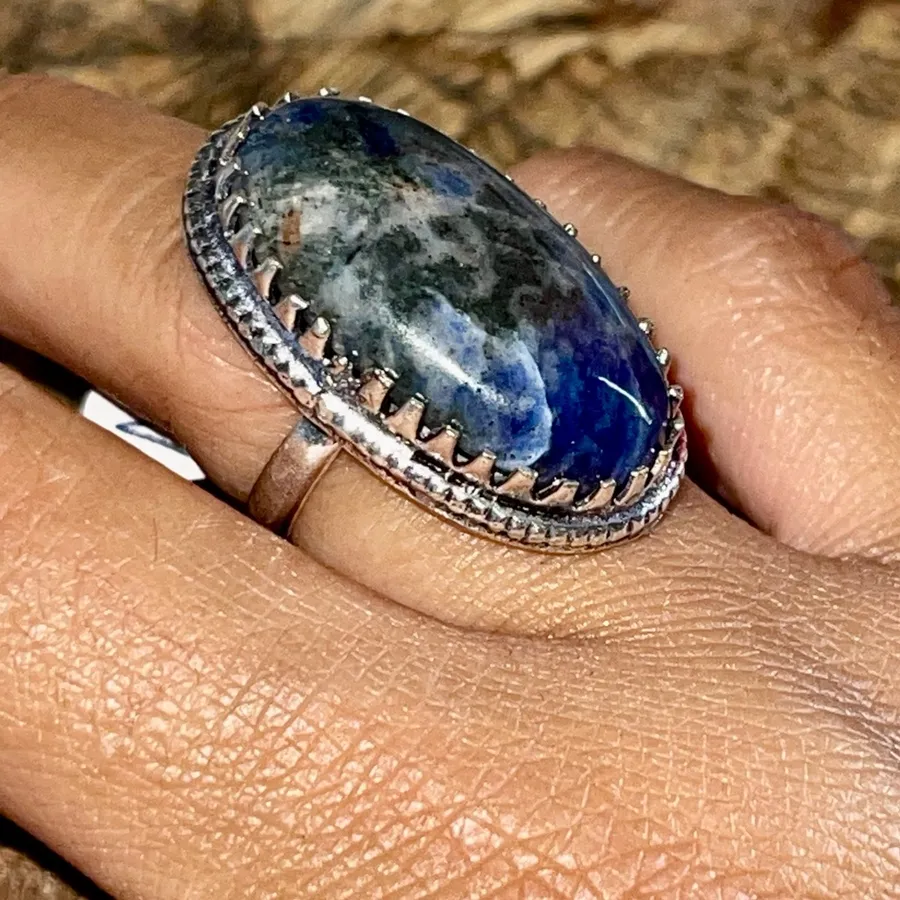 Navy Sodalite Ring Size 7 Blue