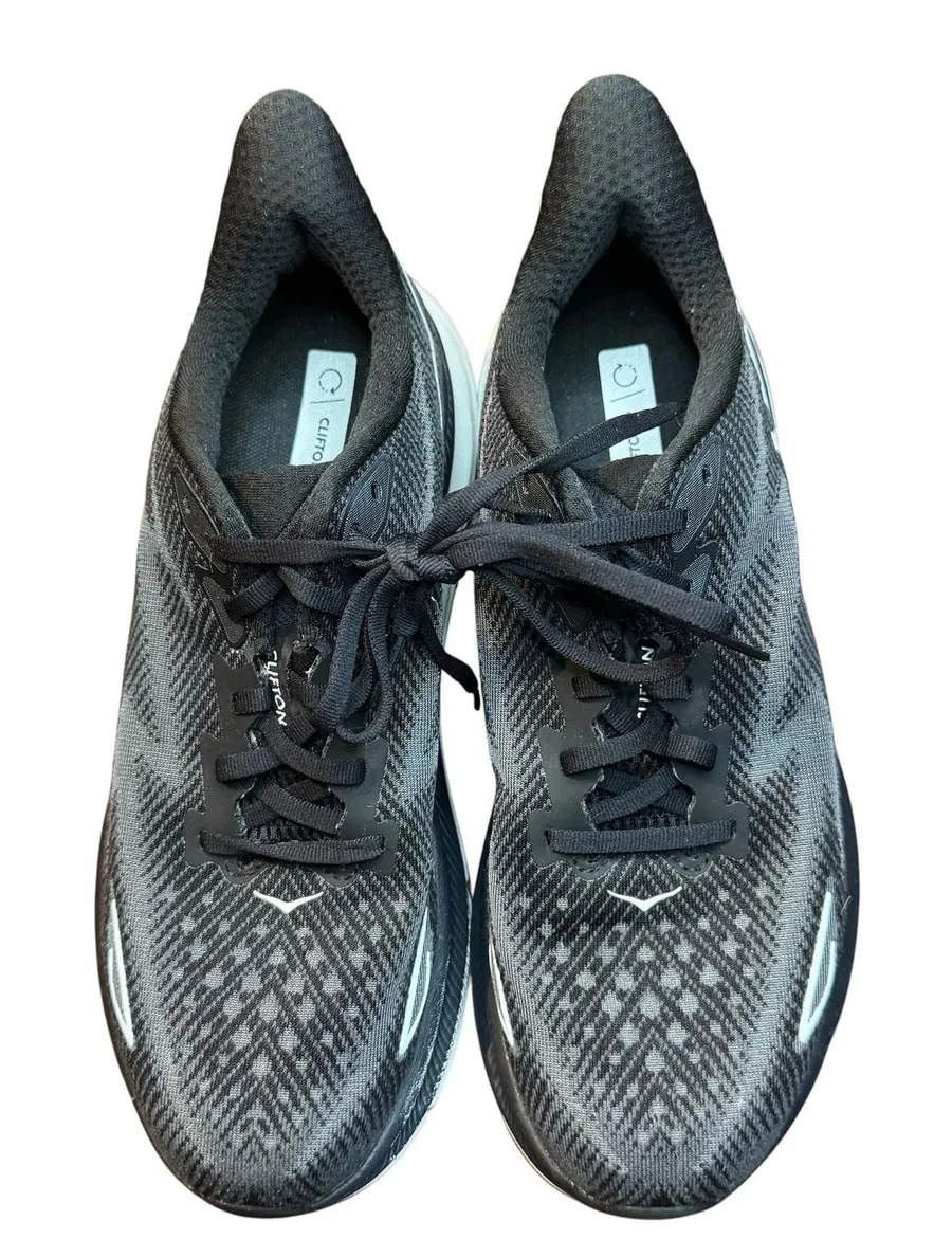 Hoka One One Clifton 9 Shoes Womens Size 9.5 Black Mesh Running Sneakers
