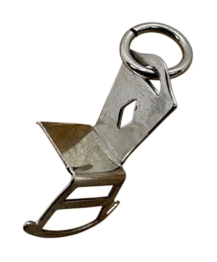 Vintage Sterling Silver Rocking Chair Charm Miniature 3D Furniture Pendant 0.66g