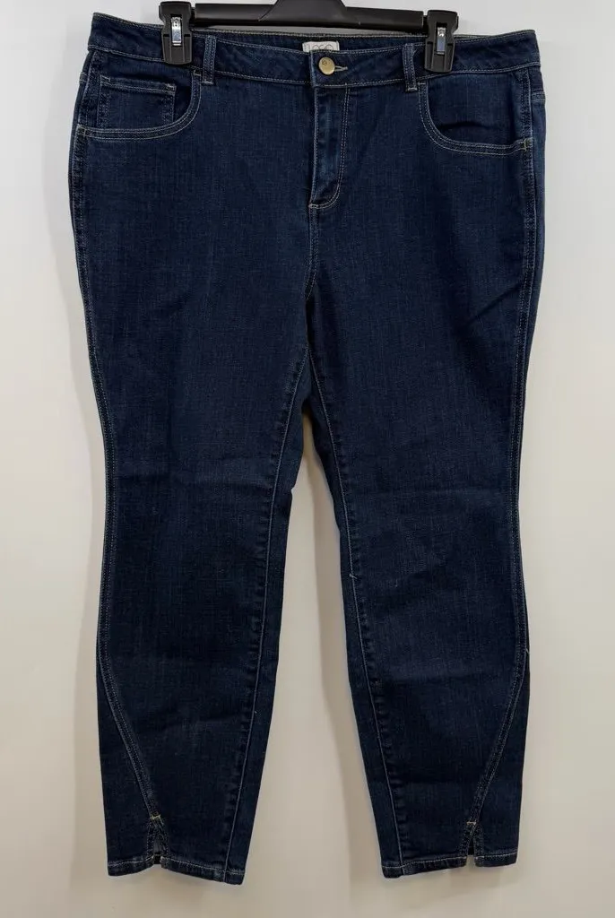 LOGO Lori Goldstein 16P Petite Skinny Jeans Dark Wash Notch Hem Stretch