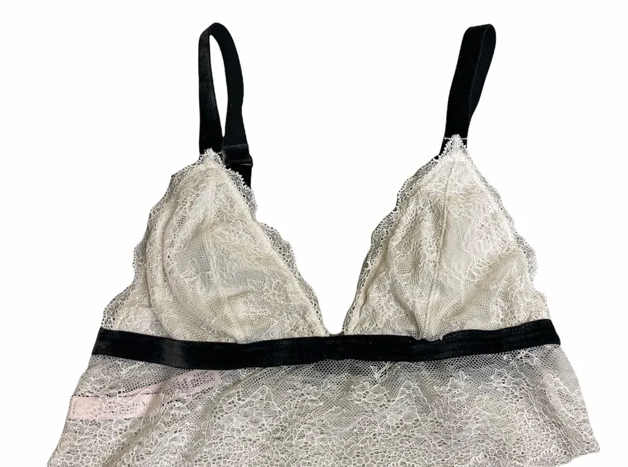 Victoria’s Secret White lace And Black Velvet Bralette