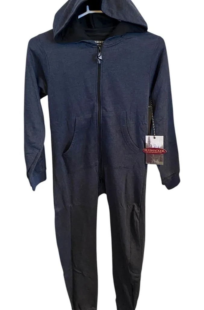 New FlyShackers Blue Hoodie Sweatsuit Jumpsuit Outdoors Camping Winter Spring
