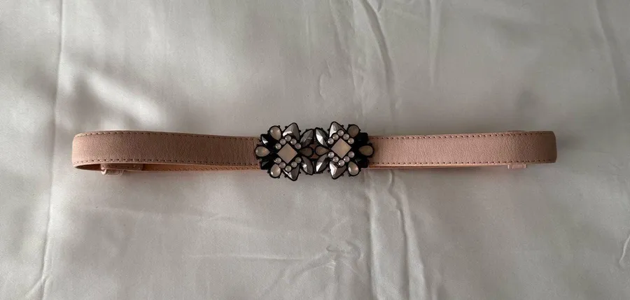 Pink Adjustable Belt With Rhinestone Detail Buckle