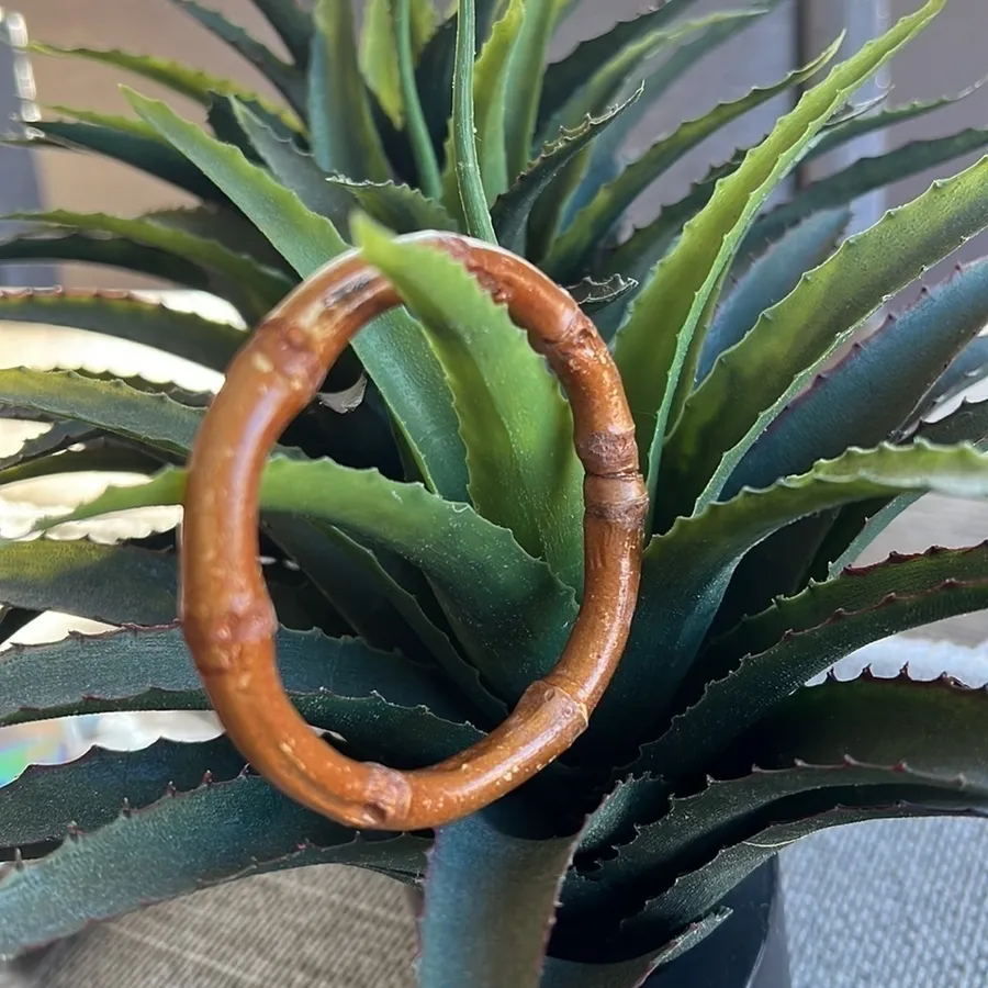 Boho Bamboo minimalist stackable bracelet, brown, feather light, fits a 7”W