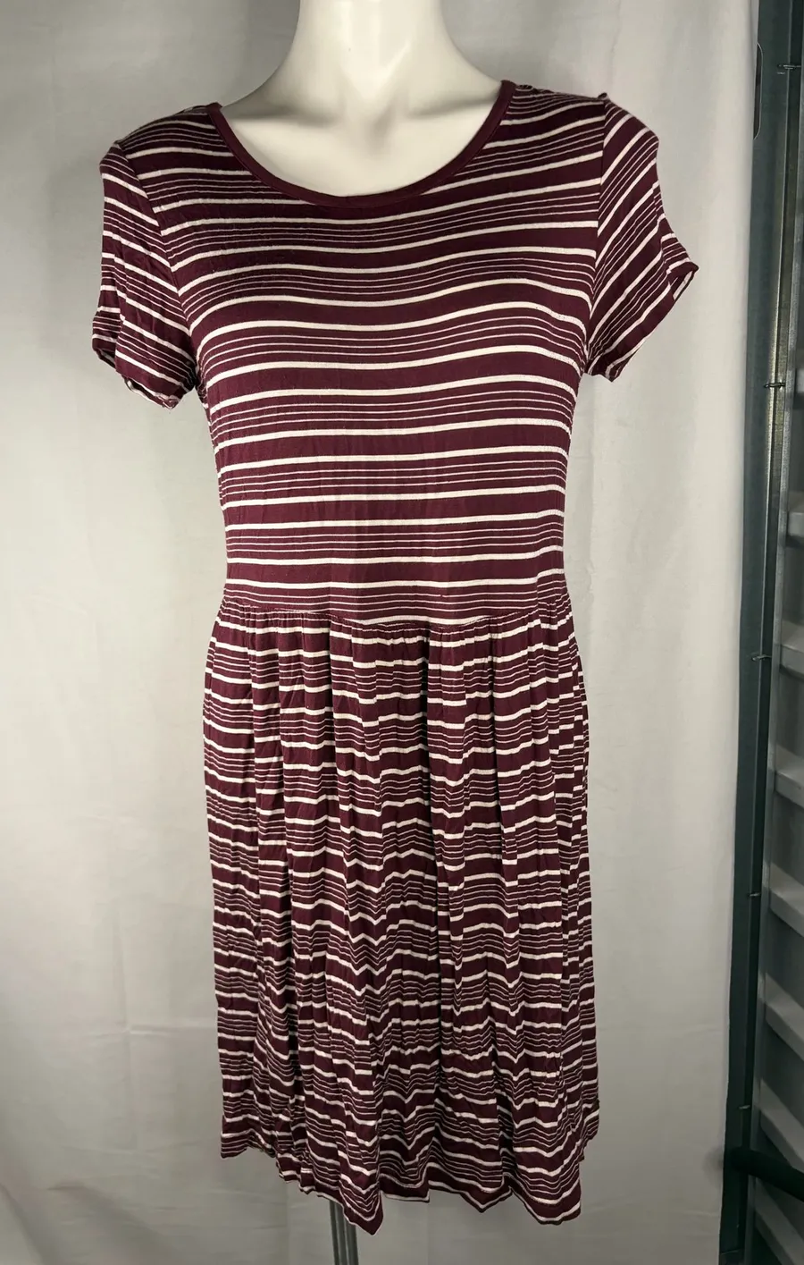 Roxy Burgundy and White Striped Dress