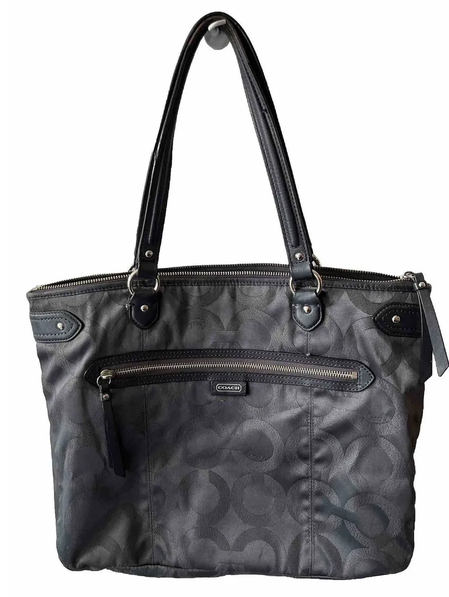 Coach Gray C Logo Shoulder Bag Large Tote Satin Lining 28285E