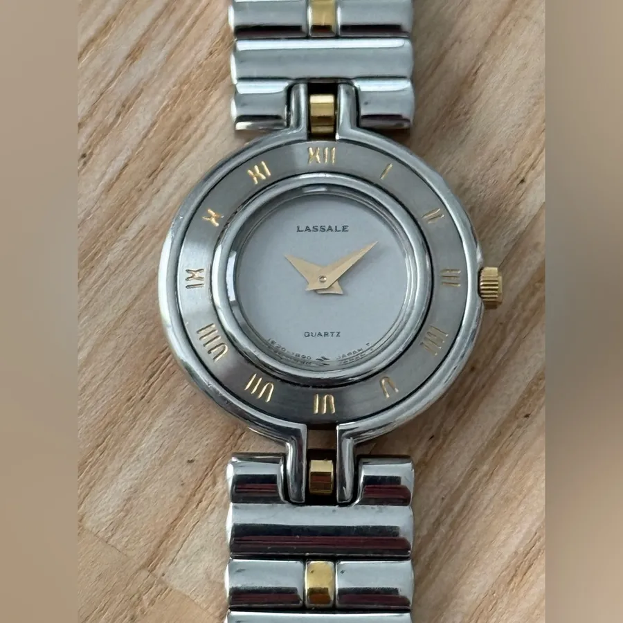 Lassale Super Rare Ladies Luxury Watch Two-Tone Bracelet Case Gray Dial
