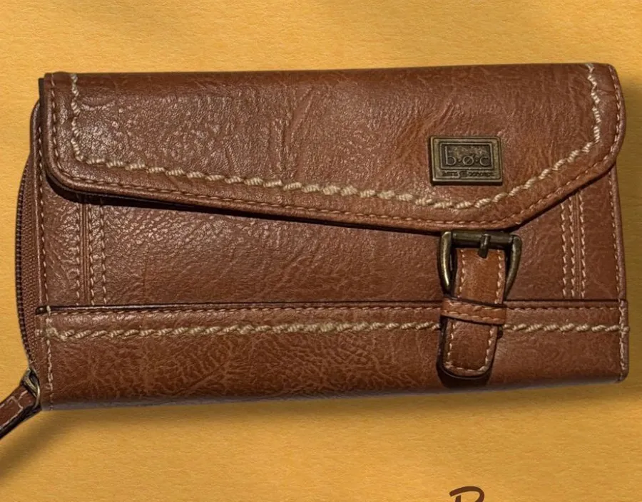 BOC Born Concept Cognac Brown Organizer Flap Wallet Clutch