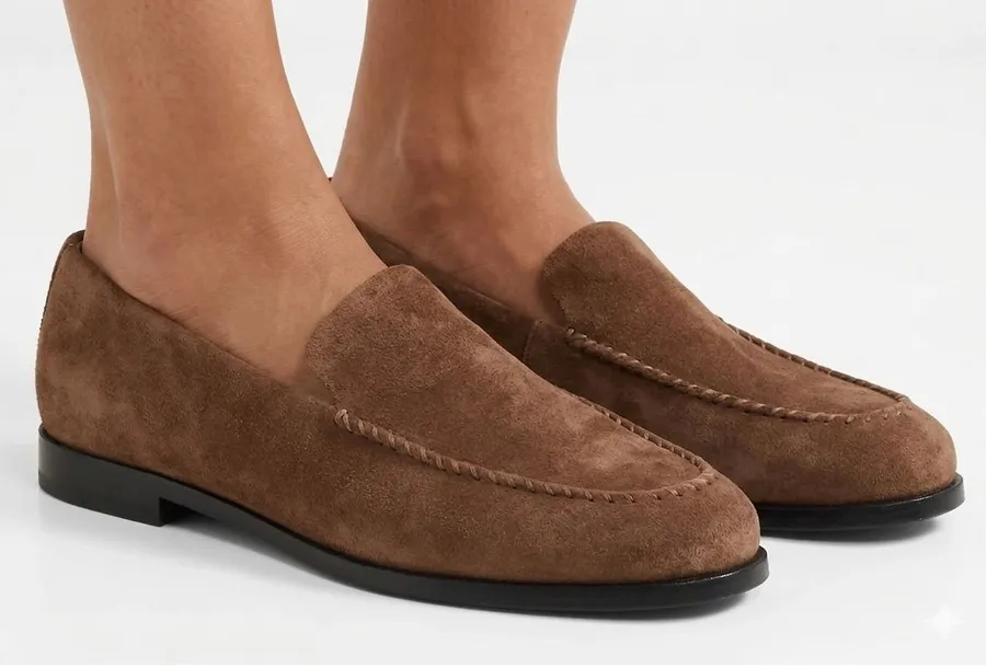 Nine West Kensington Brown Suede Moc Toe Whipstitch Loafers Shoes 6M