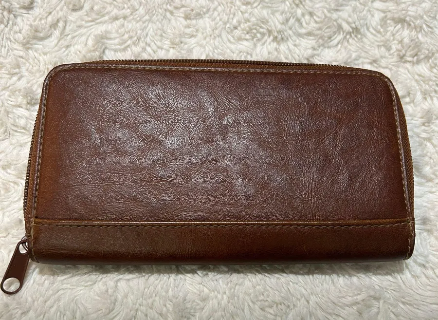Faux, leather wallet Brown