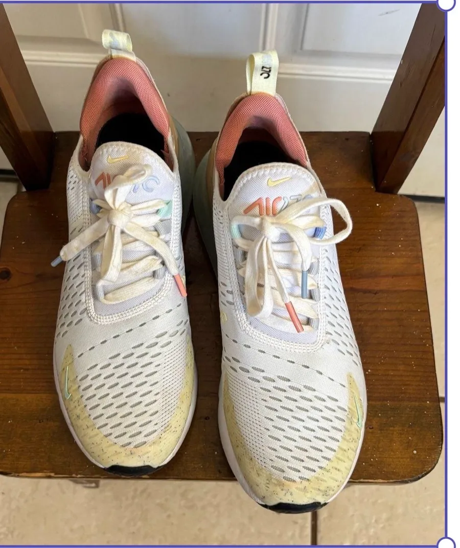 Size 8 Air Max 270 White Sanddrift lace up sneakers. Designed for Running