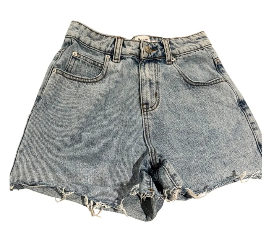 Princess Polly Light Wash Denim Distressed Frayed Hem Shorts Women US Size 2