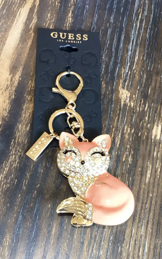 Guess Pink and Gold Fox Keychain Charm