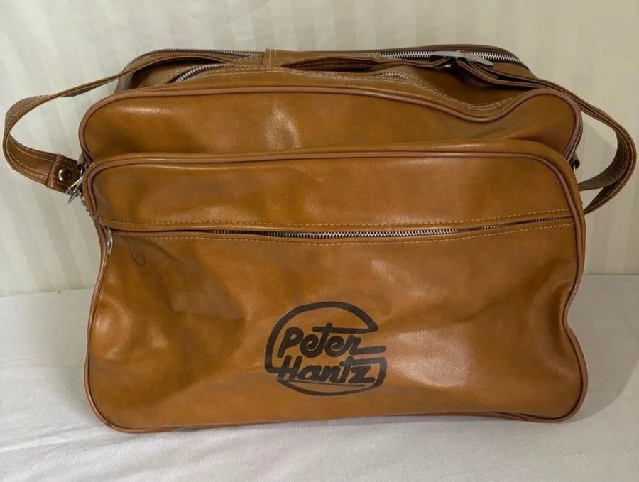 Vintage Peter Hantz Caramel Brown Faux Leather Travel Bag Shoulder Duffle