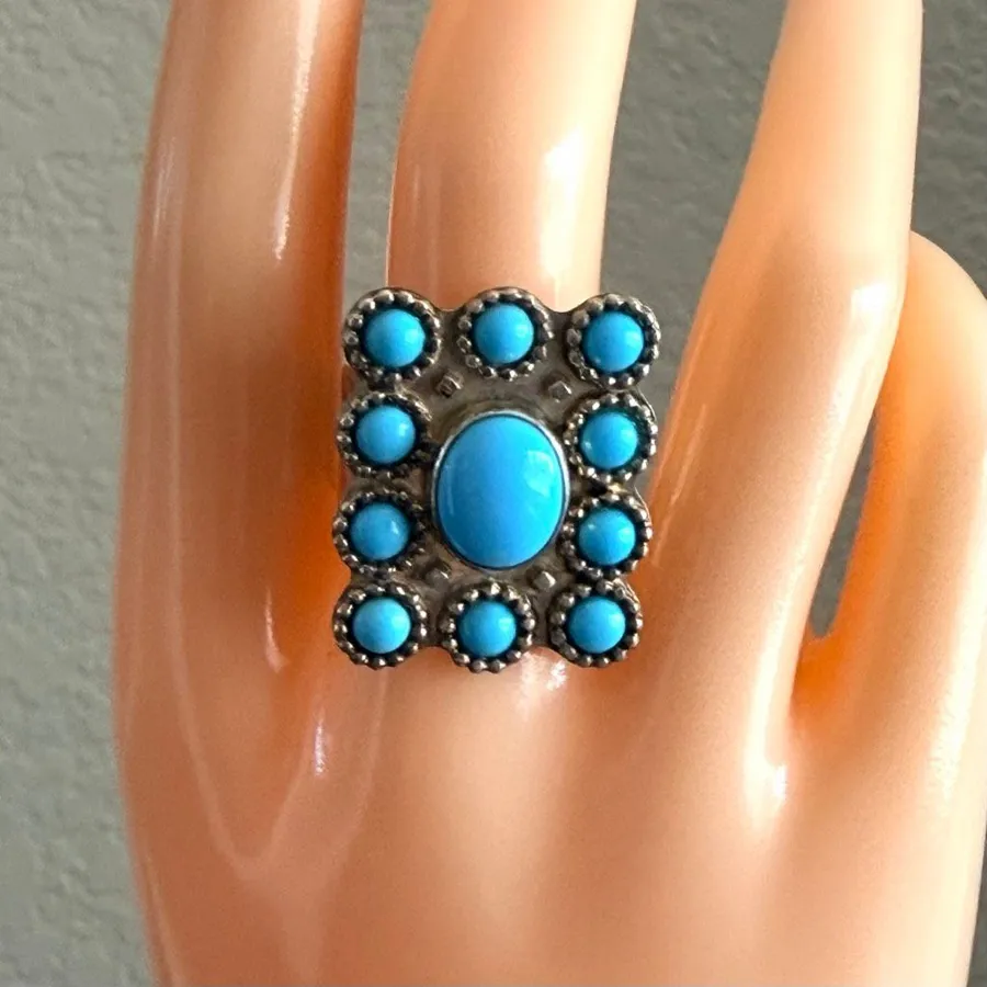 Vintage Jay King DTR Mine Finds Sterling Silver Turquoise Statement Ring