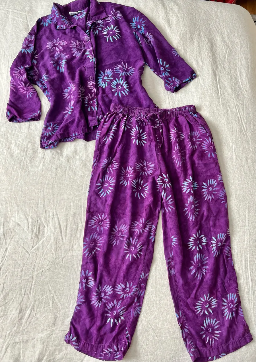 Purple Floral Pajama Set