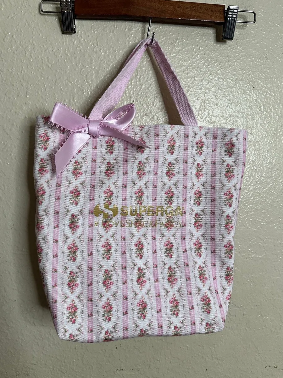 LoveShackFancy x Superga Floral Bow Tote Bag NWOT Limited Edition Coquette Pink