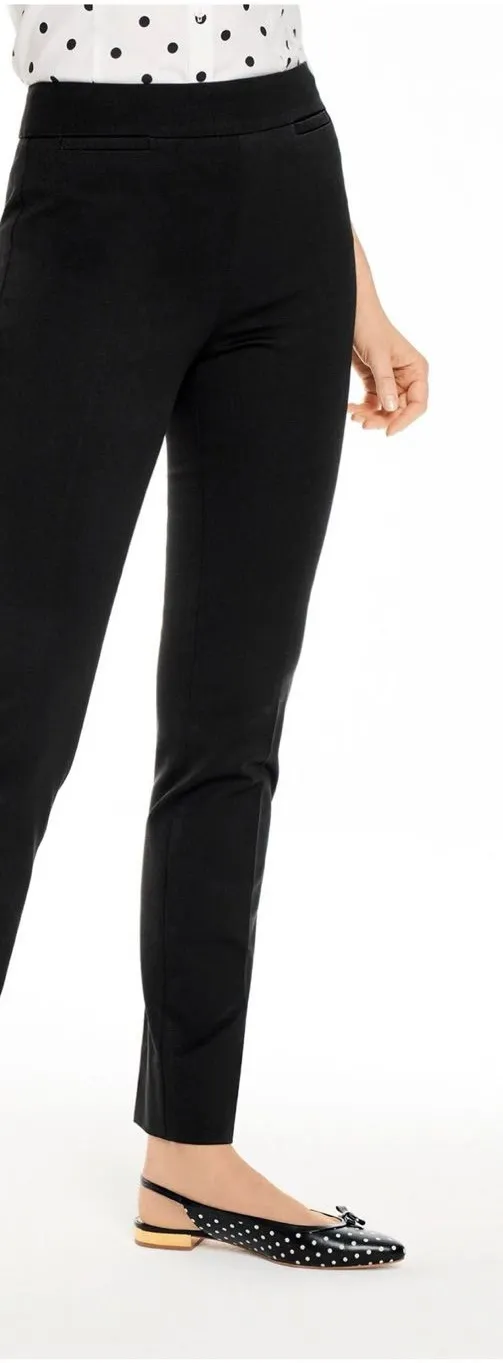 Talbots Refined Bi-Stretch Pants Size 6P Black Side Zip Straight Leg