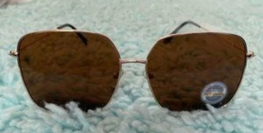 Square Brown & Gold Metal Frame Sunglasses Women NWOT