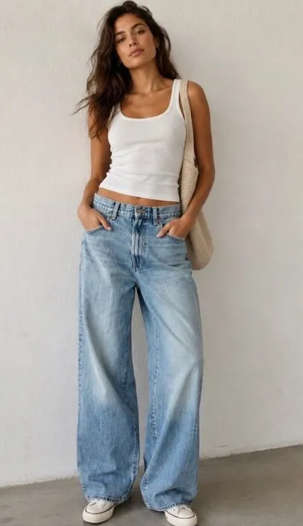 Zara Wide-Leg Woman’s Size 10 Blue Denim Jeans Stylish Pants