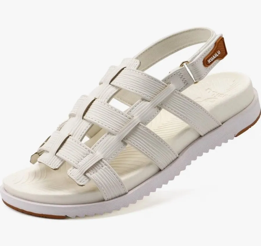 Women's White Comfort Orthopedic Walking Sandals Size 5 Womens Or 4 Youth