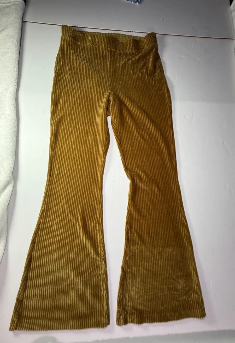 aerie Corduroy Flare Pants in Mustard