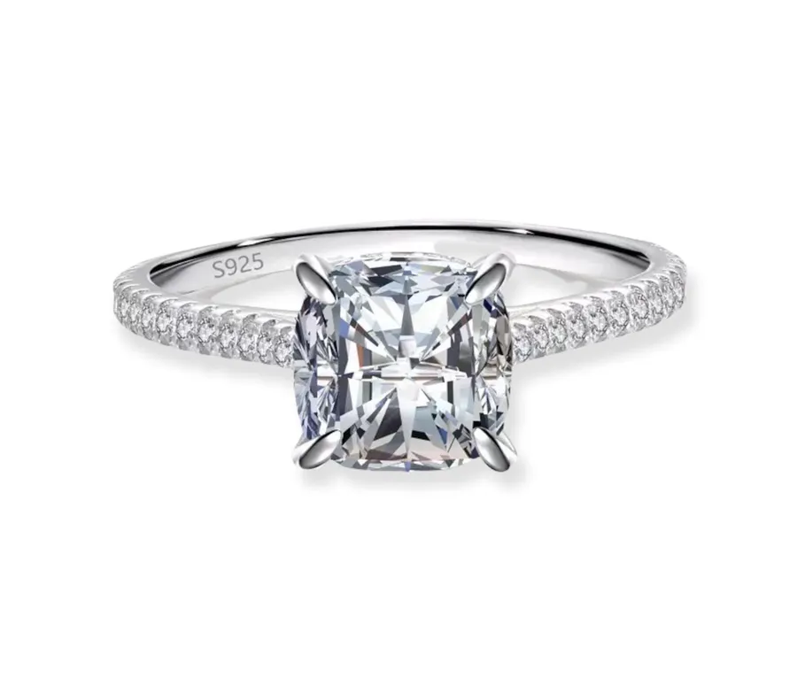 SIZE 9 925 Princess Square Dazzling 5A Zirconia Ring