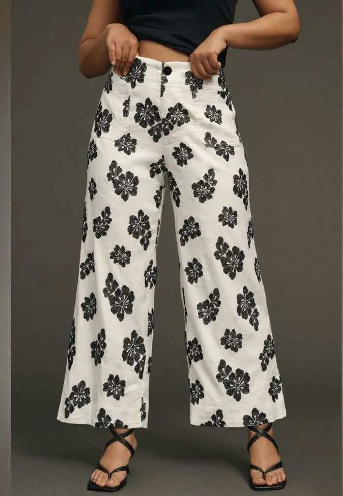Maeve The Colette Wide-Leg Embroidered Pants
