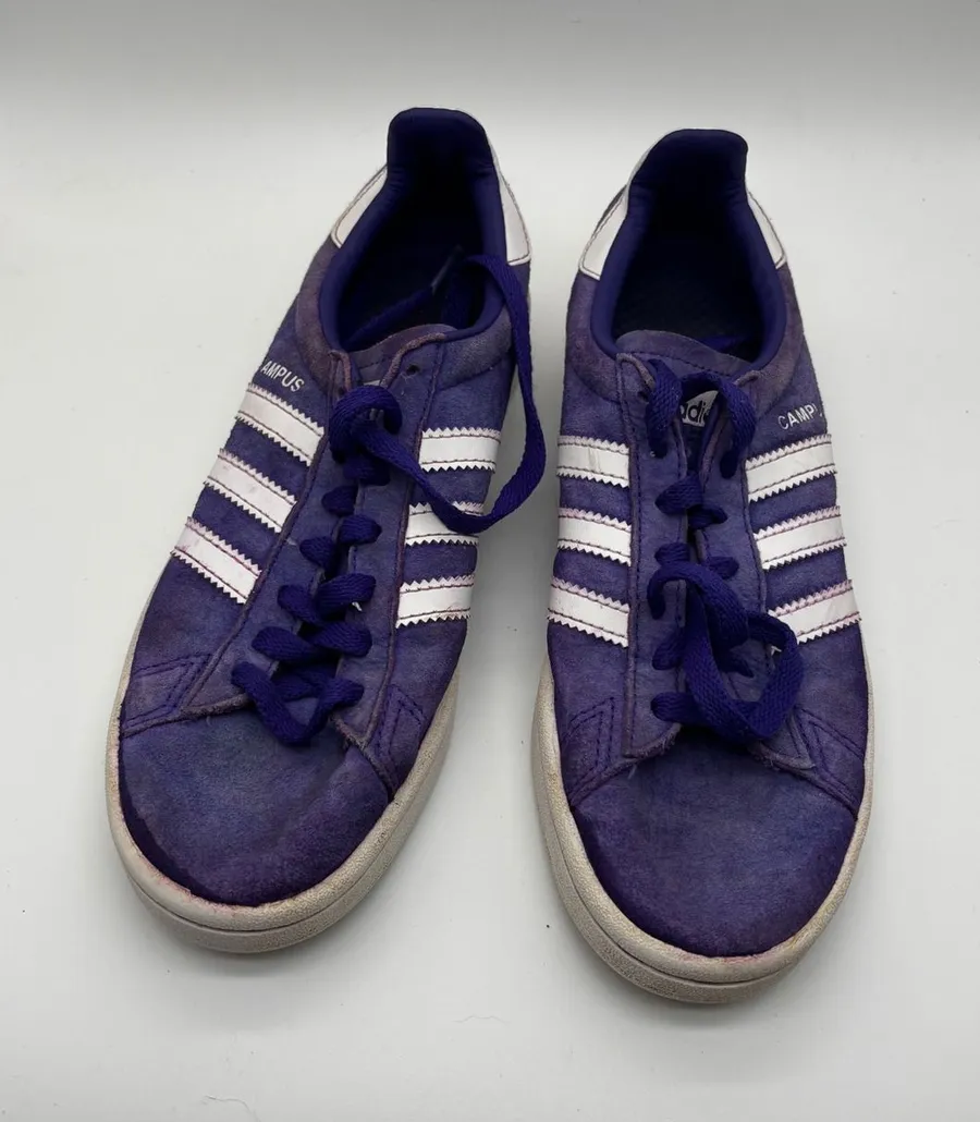 Adidas Campus Sneakers Womens 5 Purple Suede Low Top Classic 3 Stripe Shoes