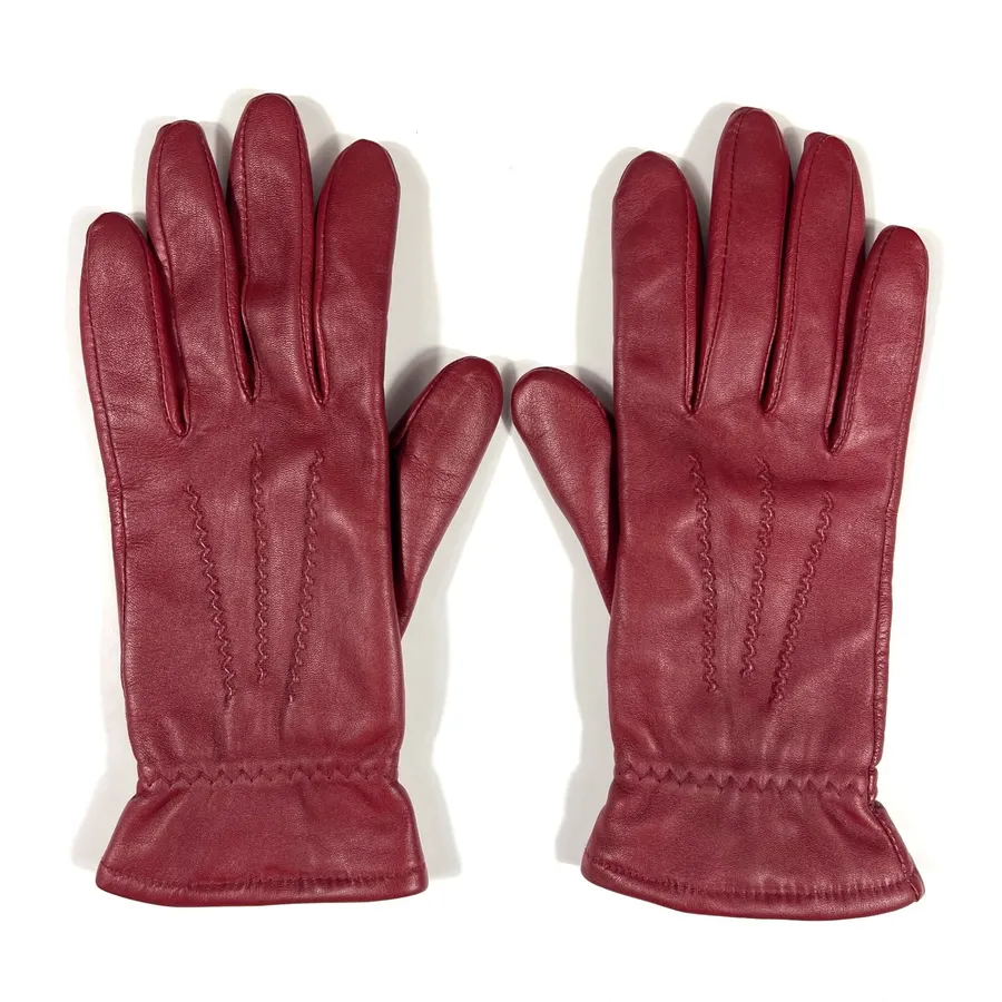 Jaclyn Smith Red Leather Thinsulate Insulated Winter Gloves EUC