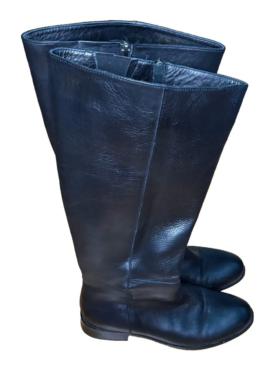 Spring Step Womens Tall Black Boots Size 40 9 EUC Zipper Elastic Gore Comfort