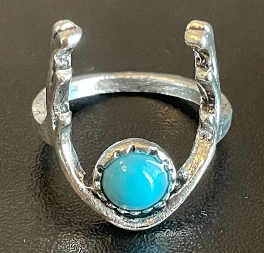 Turquoise stone antler ring size 5.5