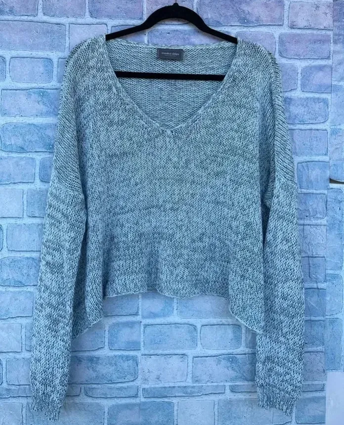 wooden ship v neck drop shoulder mint color sweater S/M