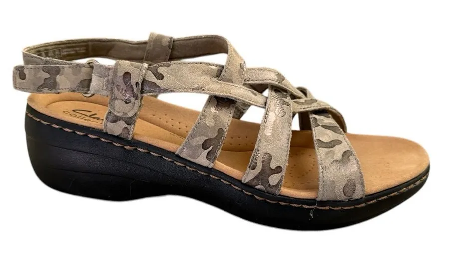 Clarks Merliah Rose Adjustable Back Strap Sandal Camo Green Size 10 Wide