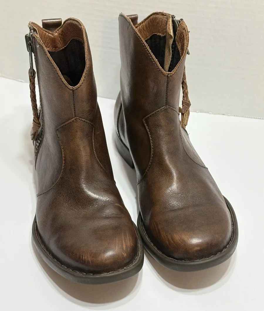Born Chelsea Brown Leather Ankle Bootie Boots Side Zip Size 6.5 Hand Crafted