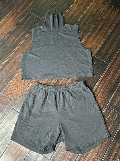 Turtle neck shirt and shorts set Los Angeles Apparel casual cotton basic