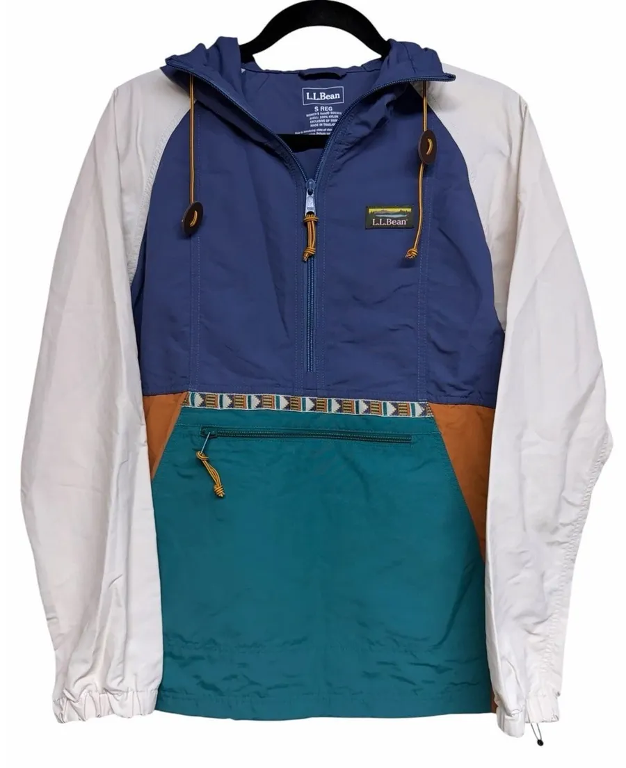 L.L.Bean Mountain Classic Anorak Jacket Multi Teal Indigo Women's Size Small