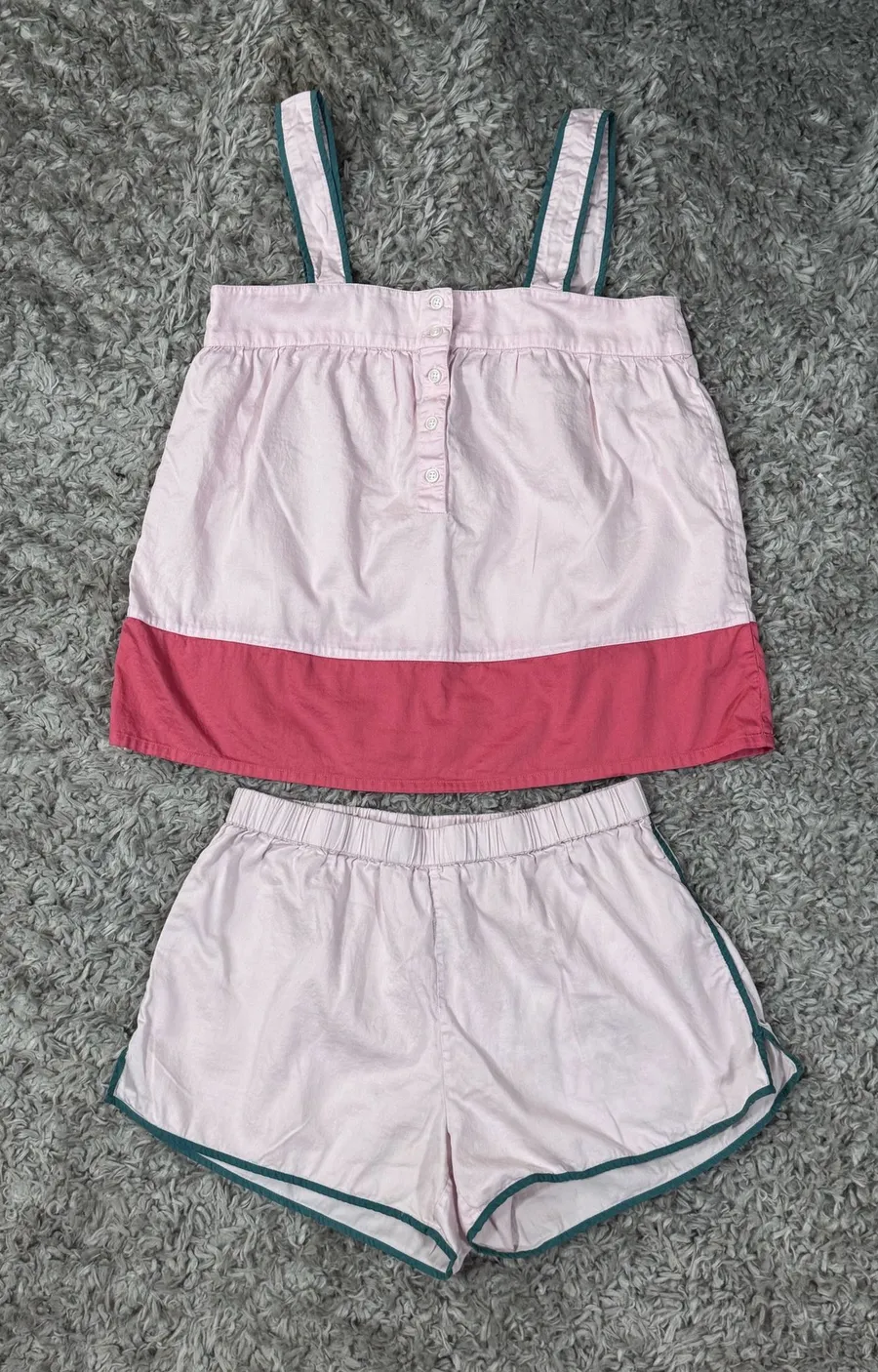 Lake Pajamas Color Block Tank Loungewear Set Guava Medium Pink