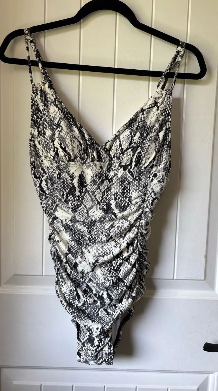 Calvin Klein V-neck Python Print Swimsuit