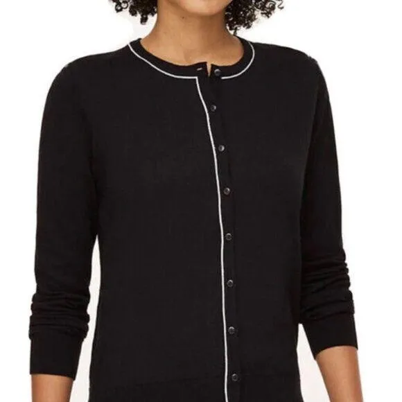 Banana Republic Crew Neck Black Cardigan Size Medium Stretch Cotton