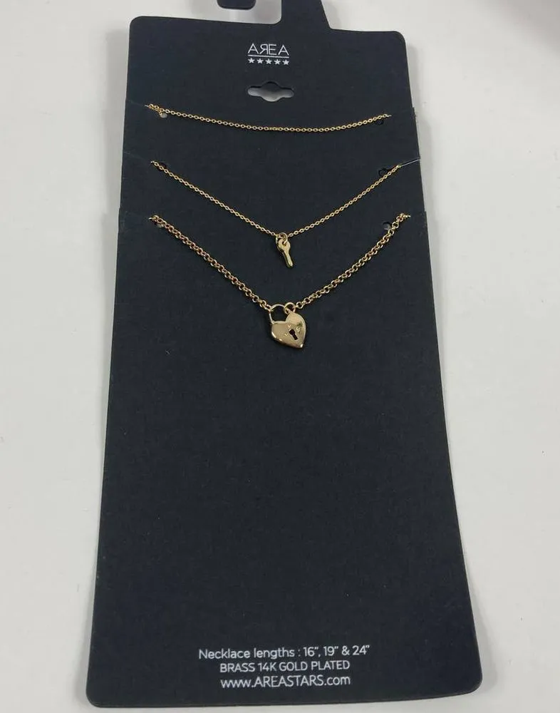 4/$25 NWT area set of 3 necklaces lock and key