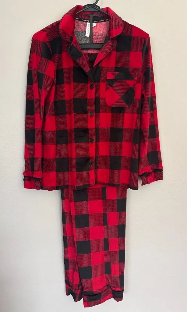 Joyspun Red Black Buffalo Plaid Pajama Set Women's Small (4-6) NWT Soft 2-Piece