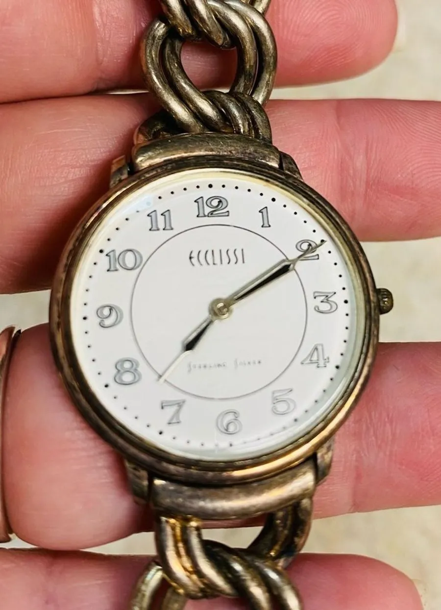 Ecclissi Sterling Silver Watch with Toggle Clasp, 62g, Women's Bracelet Vintage