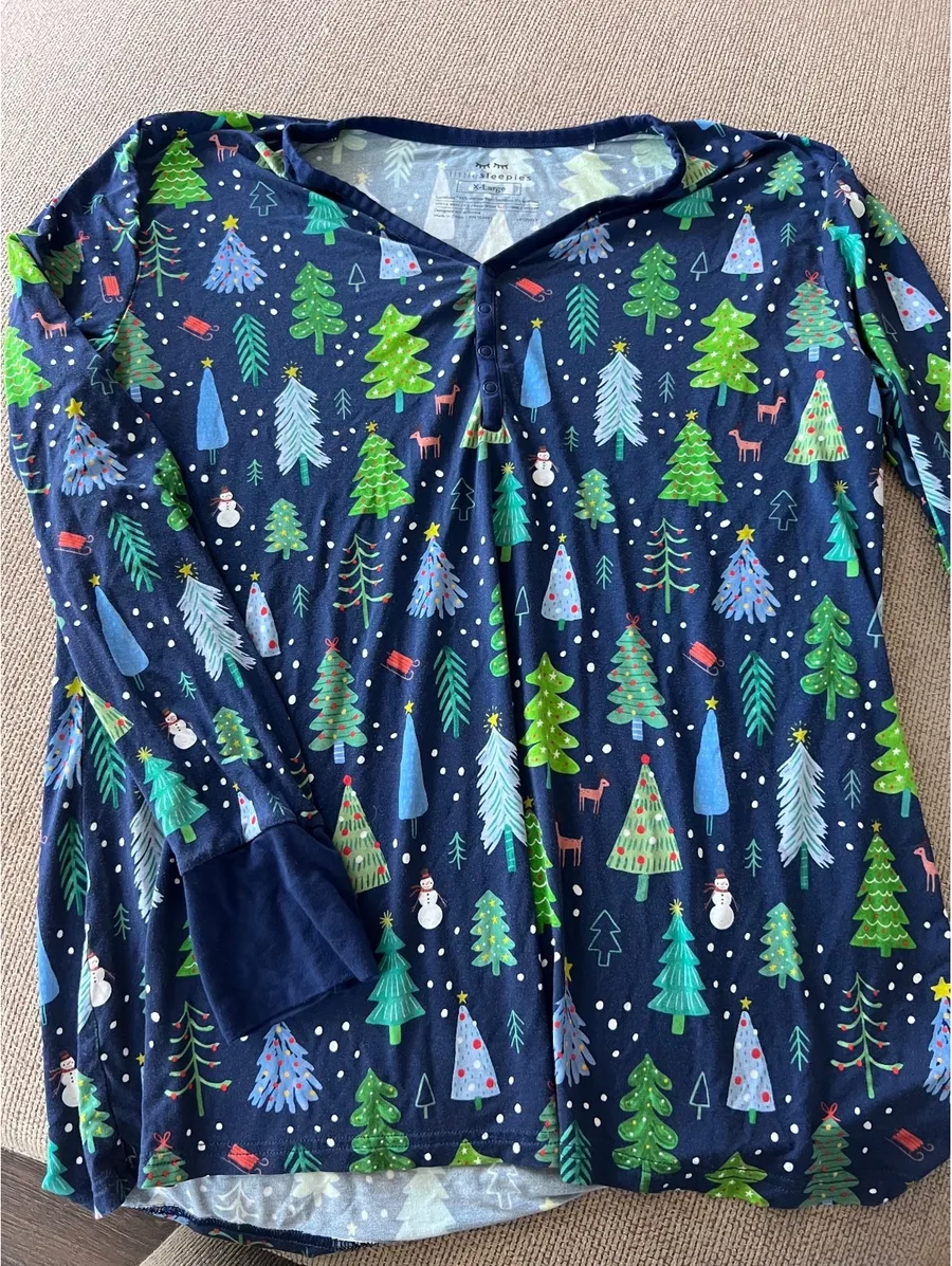Little Sleepies Merry & Bright Top Blue Size XL
