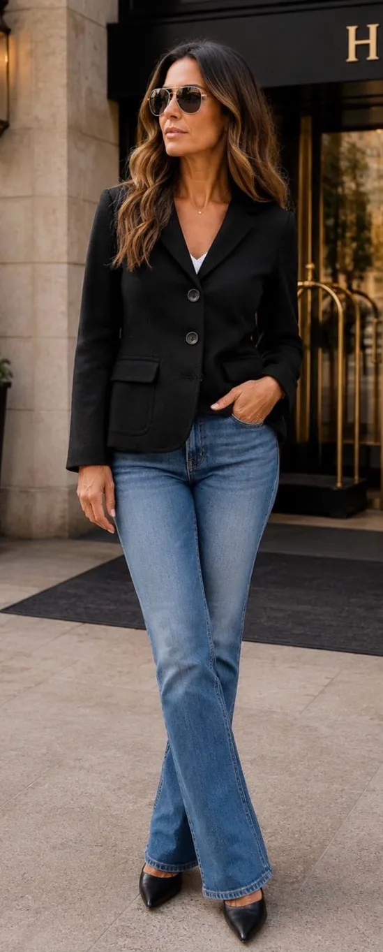 Talbots 100% Wool Black Tailored Blazer with Notch Lapel