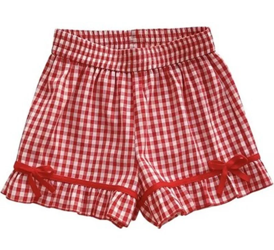 Verdusa Gingham Shorts Bloomers Elastic Waist Shorts Women's S New Red