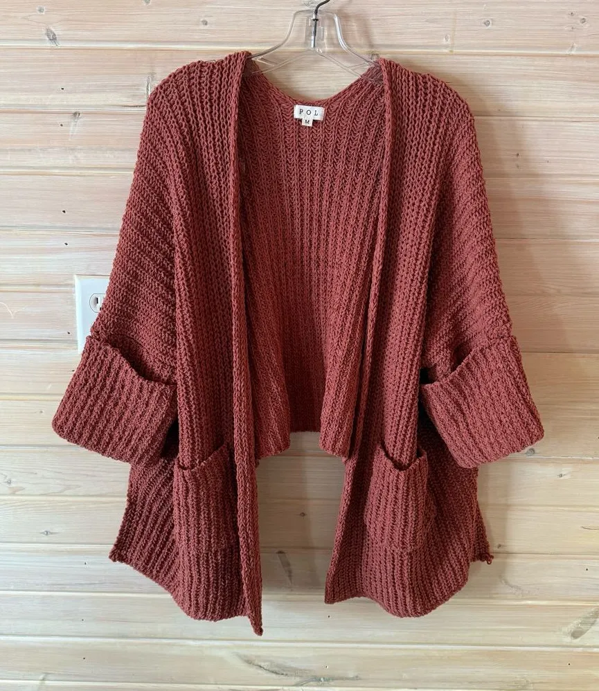 POL Oversized Chunky Knit Cardigan – Burnt Orange – Size M Fall Style