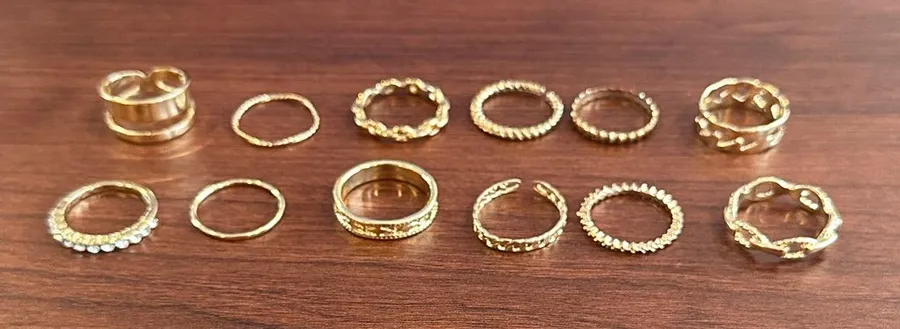 Gold Stacking Ring Set of 10